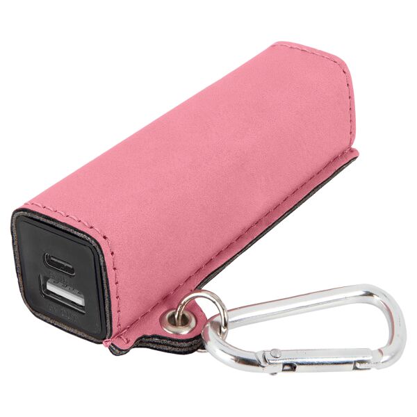 Pink Laserable Leatherette 2200 mAh Power Bank with USB-C Cord Thumbnail