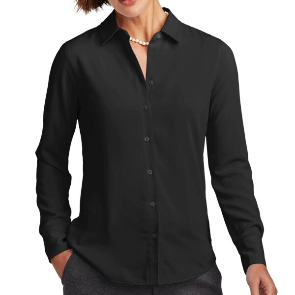 B3R_Women's Full Button Satin Blouse Thumbnail